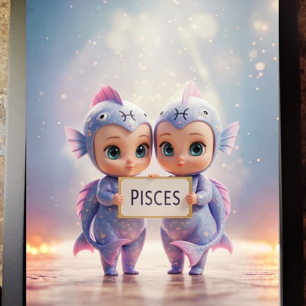 Pisces Fish Costume for Pets - Blue and Pink In A  Frame 8x10